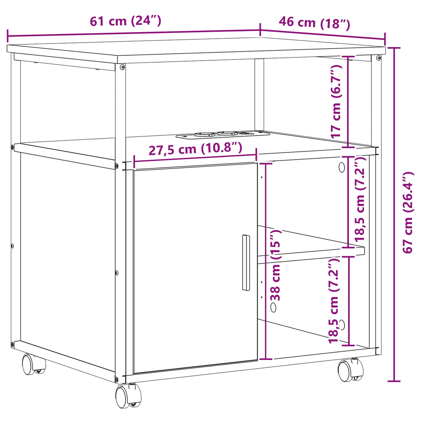 859832 9 Birou cu Stație de Încărcare Stejar afumat 61 x 46 x 67 cm Birou cu Stație de Încărcare Stejar afumat 61 x 46 x 67 cm - imagine 9