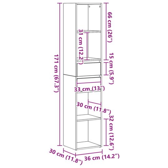 862499 11 Dulap pentru cărți Stejar negru 36 x 30 x 171 cm Lemn compozit 862499 11