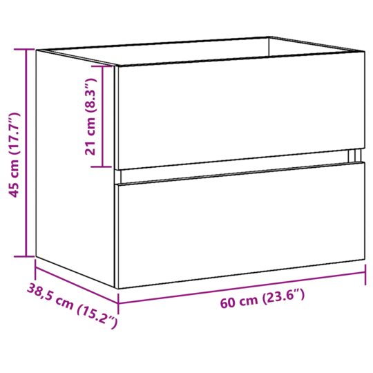 862542 11 Dulap cu Chiuvetă Stejar Negru 60 x 38.5 x 45 cm Lemn compozit 862542 11
