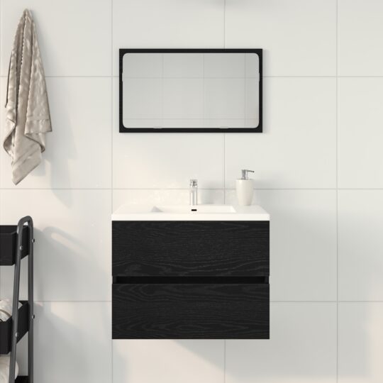 862542 4 Dulap cu Chiuvetă Stejar Negru 60 x 38.5 x 45 cm Lemn compozit 862542 4