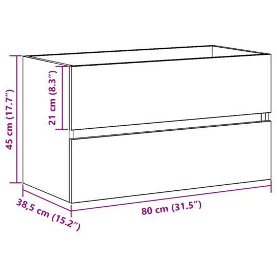 862543 11 Dulap cu Chiuvetă Stejar Negru 80 x 38.5 x 45 cm Lemn compozit 862543 11