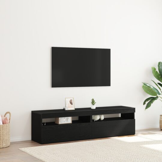 Cabinet TV 2 pcs Negru 75 x 35 x 40 cm Lemn compozit