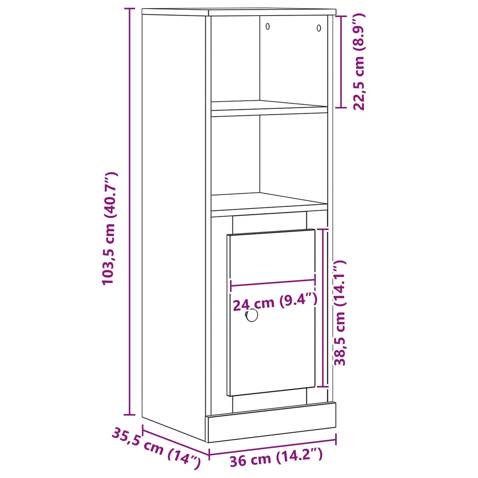 862821 11 Bufet Stejar Negru 36 x 35.5 x 103.5 cm Lemn compozit Bufet Stejar Negru 36 x 35.5 x 103.5 cm Lemn compozit - imagine 11