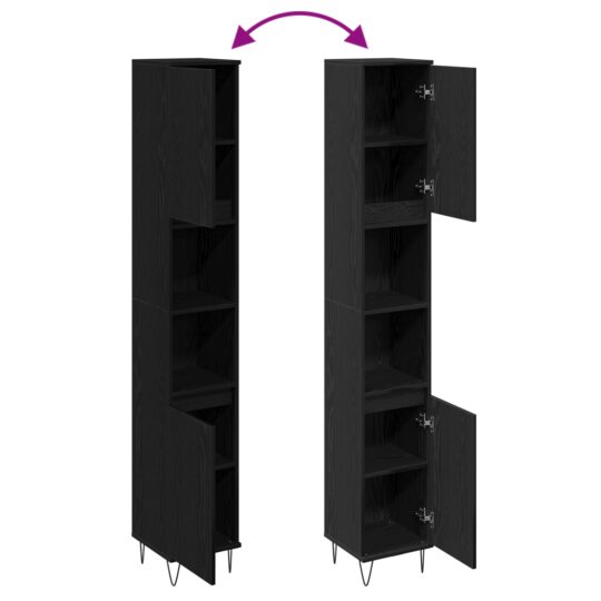 862882 10 Dulap de Baie Stejar Negru 30 x 30 x 190 cm Lemn compozit 862882 10