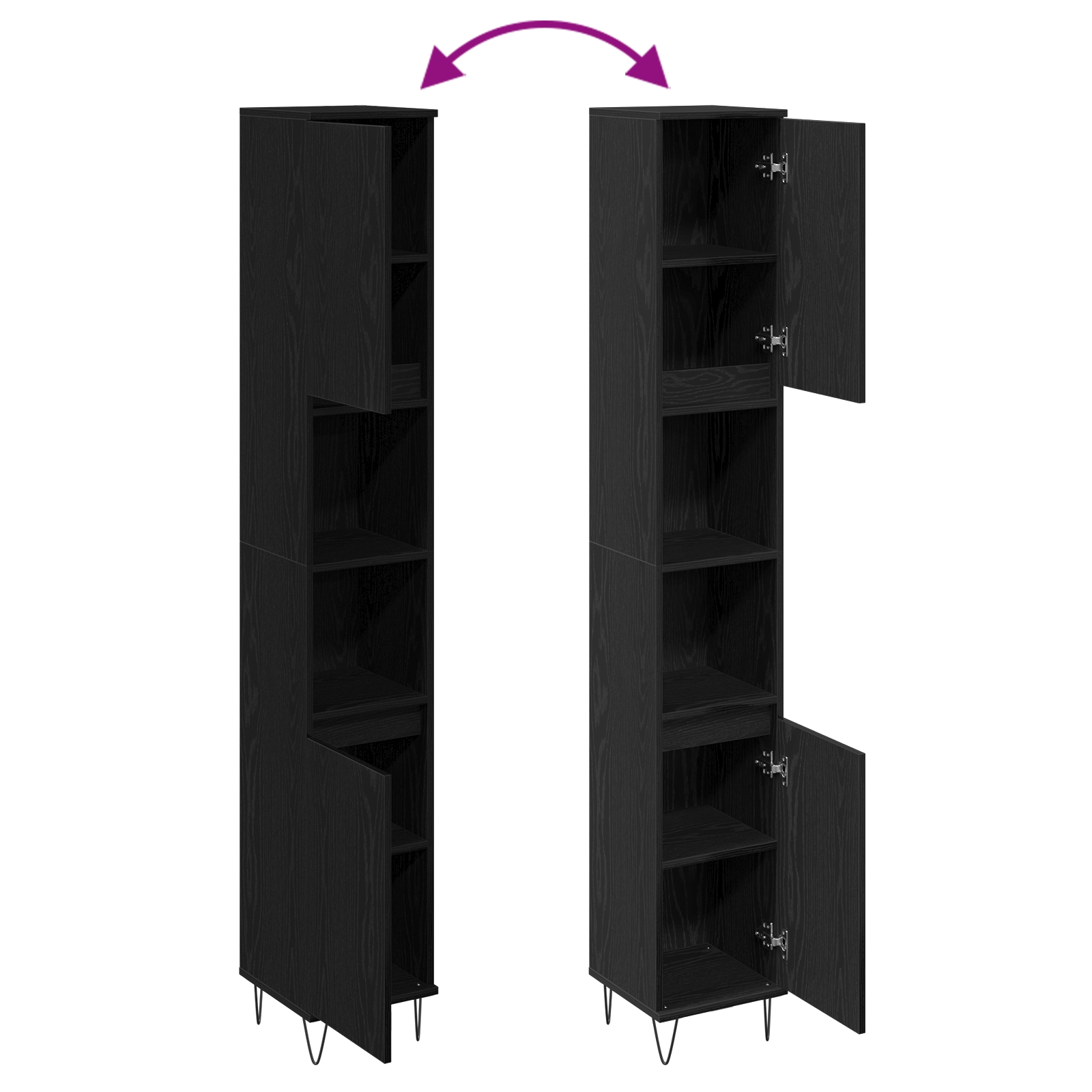 862882 10 Dulap de Baie Stejar Negru 30 x 30 x 190 cm Lemn compozit Dulap de Baie Stejar Negru 30 x 30 x 190 cm Lemn compozit - imagine 10