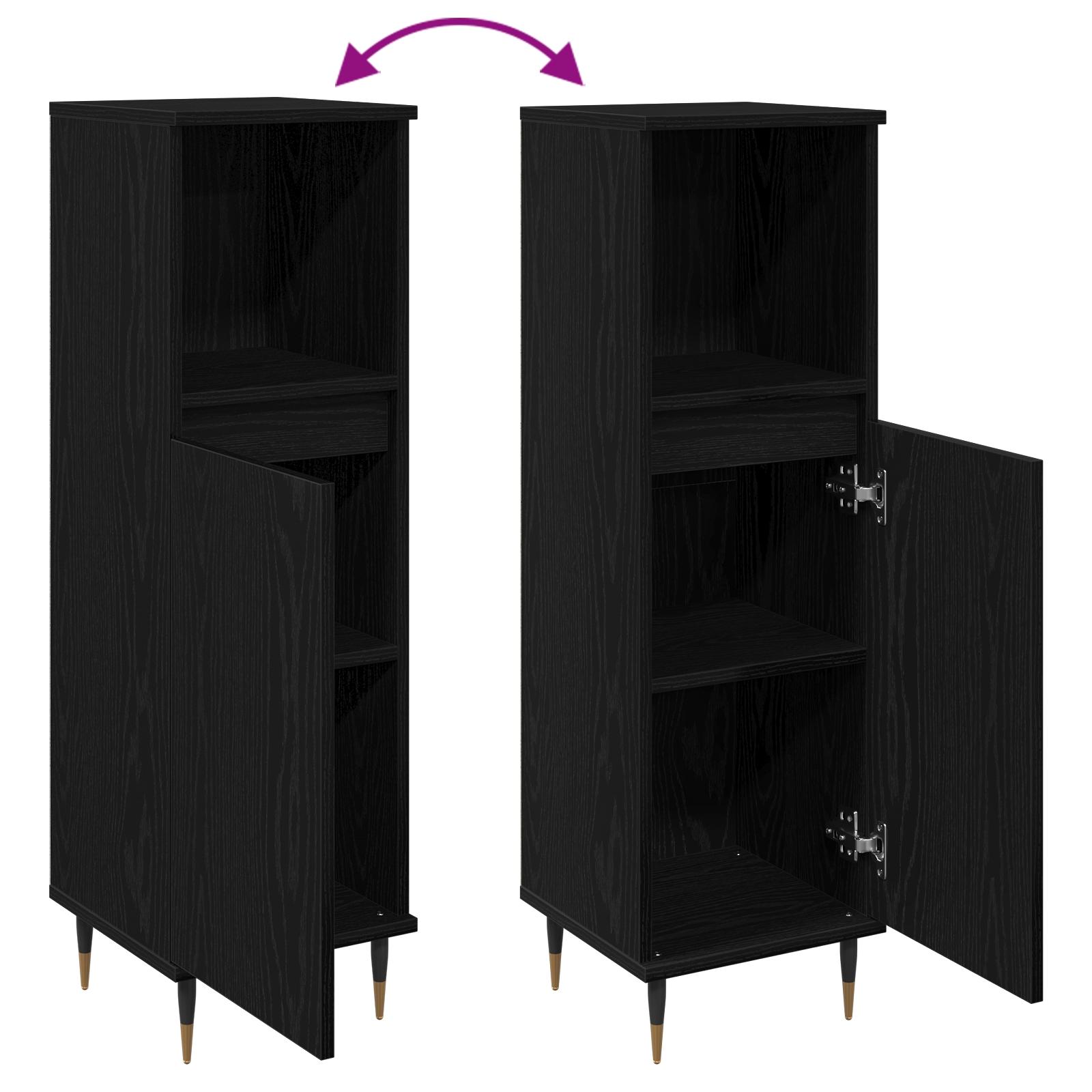 862884 10 Dulap de Baie Stejar Negru 30 x 30 x 100 cm Lemn compozit Dulap de Baie Stejar Negru 30 x 30 x 100 cm Lemn compozit - imagine 10