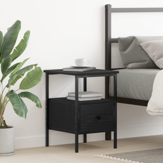 Noptieră Stejar negru 34 x 36 x 50 cm Lemn compus și metal