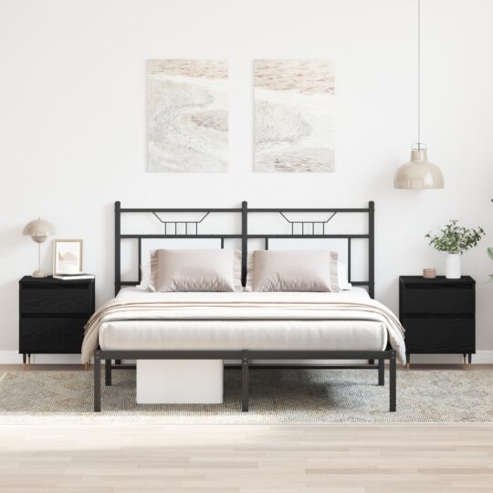 Dulap de noapte cu sertar 2 pcs Stejar negru