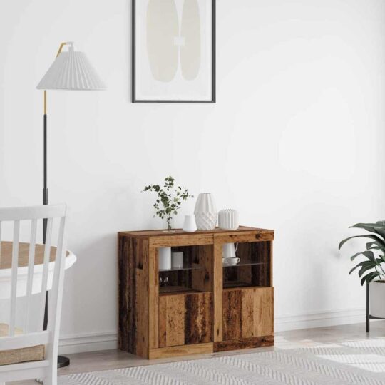 Dulap lateral 2 pcs Lemn vechi 41 x 37 x 67 cm Lemn compozit