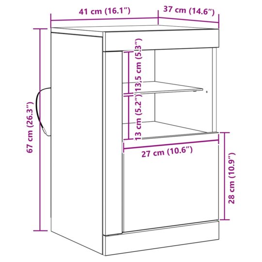 863020 13 Dulap lateral stejar artizanal 41 x 37 x 67 cm Lemn compozit 863020 13