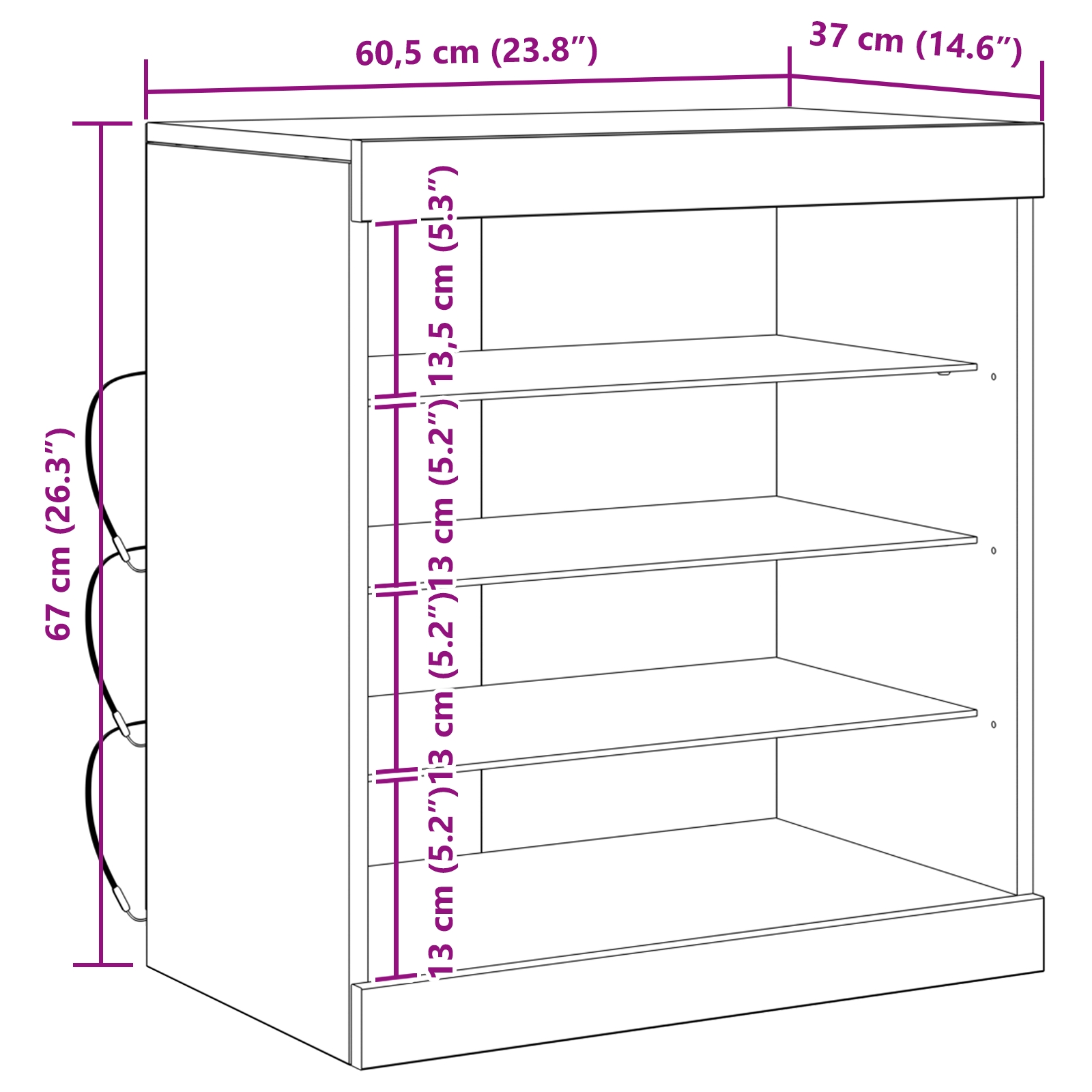 863044 11 Bufet Stejar Negru 60.5 x 37 x 67 cm Lemn compozit Bufet Stejar Negru 60.5 x 37 x 67 cm Lemn compozit - imagine 11