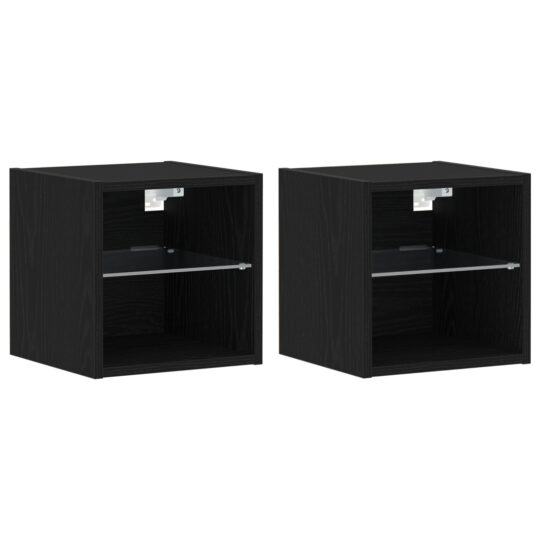 Alternative view of Cabinet TV 2 pcs Negru 30 x 28.5 x 30 cm Lemn compozit