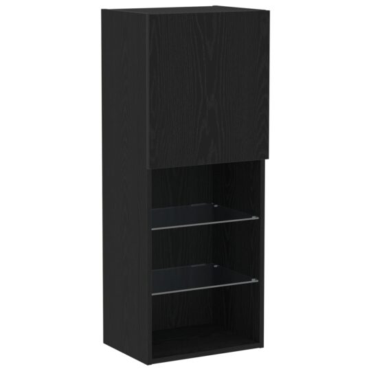 Alternative view of Cabinet TV Stejar Negru 40.5 x 30 x 102 cm Lemn compozit