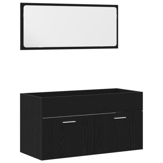 Alternative view of Set de Mobilier pentru Baie cu sertar 2 pcs Stejar Negru