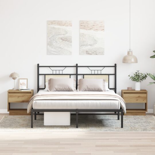 Noptieră 2 pcs stejar artizanal 45 x 34 x 44 cm Lemn compozit