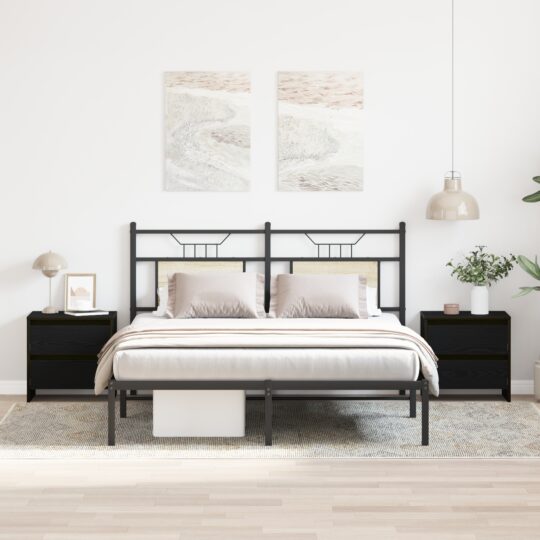 Dulap de noapte cu sertar 2 pcs Stejar negru 45 x 34 x 44.5 cm