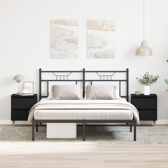 Dulap de noapte cu sertar 2 pcs Stejar negru 40 x 35 x 50 cm