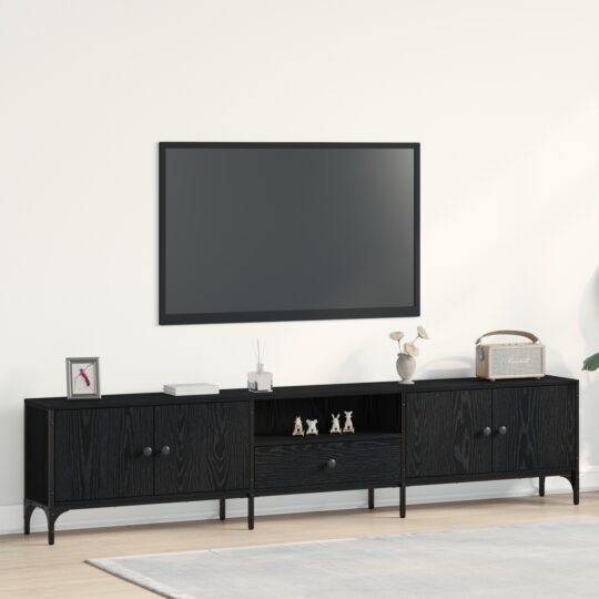 Cabinet TV Stejar negru 200 x 25 x 44 cm Lemn compozit