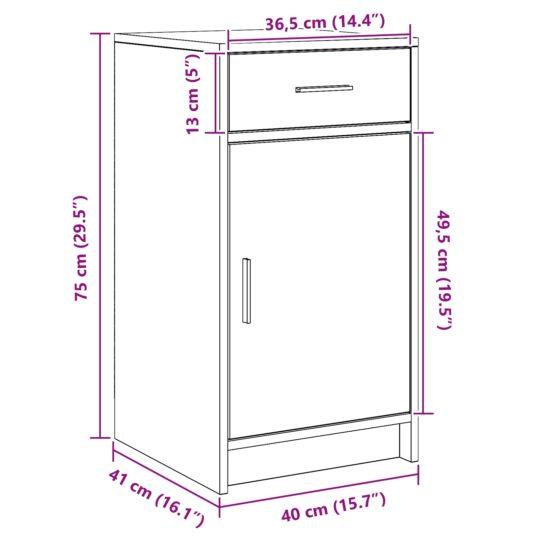865071 13 Bufet cu sertar Lemn vechi 40 x 40.5 x 75 cm Lemn compozit 865071 13