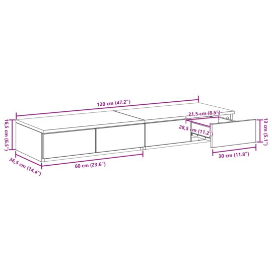 866944 11 Sertare pentru pat cu sertar sonoma gri 120 x 36.5 x 16.5 cm 866944 11