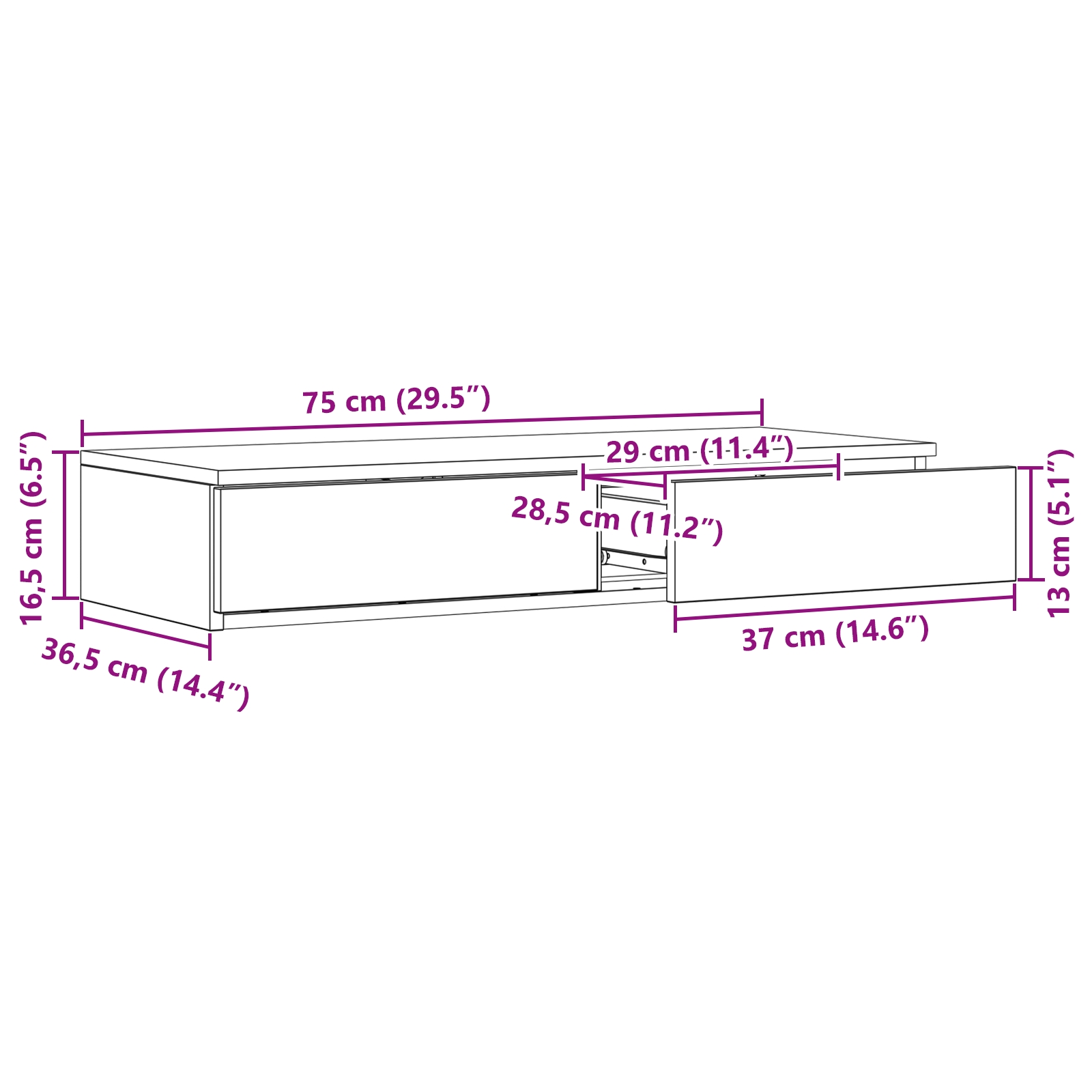 866963 11 Sertare pentru pat Alb 75 x 36.5 x 16.5 cm Lemn compozit Sertare pentru pat Alb 75 x 36.5 x 16.5 cm Lemn compozit - imagine 11