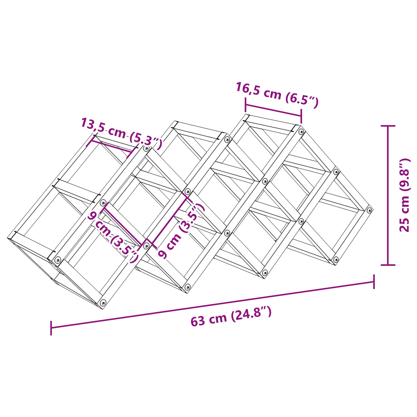 868218 10 Raft pentru vin Negru 63 x 16.5 x 25 cm Raft pentru vin Negru 63 x 16.5 x 25 cm - imagine 10