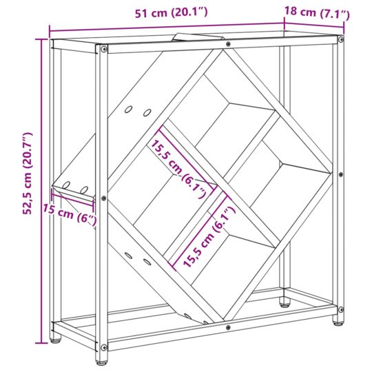 868224 10 Raft pentru vin stejar artizanal 51 x 18 x 52.5 cm 868224 10