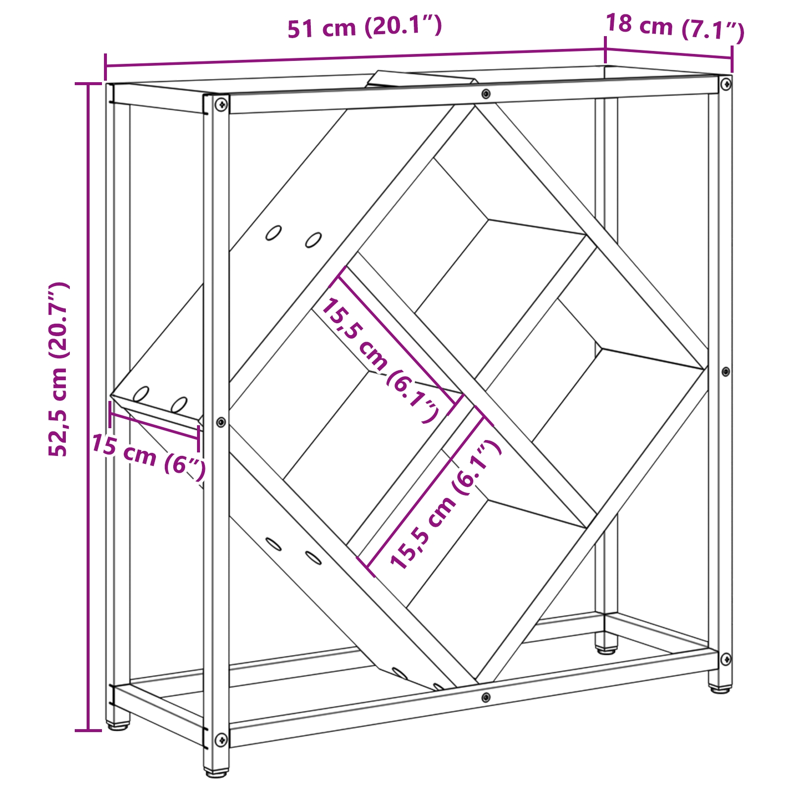 868224 10 Raft pentru vin stejar artizanal 51 x 18 x 52.5 cm Raft pentru vin stejar artizanal 51 x 18 x 52.5 cm - imagine 10
