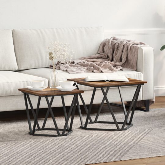 Set măsuțe laterale 2 pcs Stejar afumat 50 x 50 x 40 cm