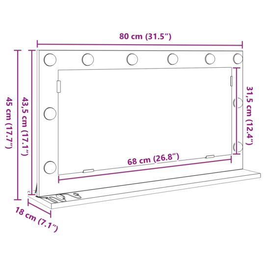 868320 9 Oglindă de toaletă cu oglindă Gri din beton 80 x 45 x 18 cm 868320 9
