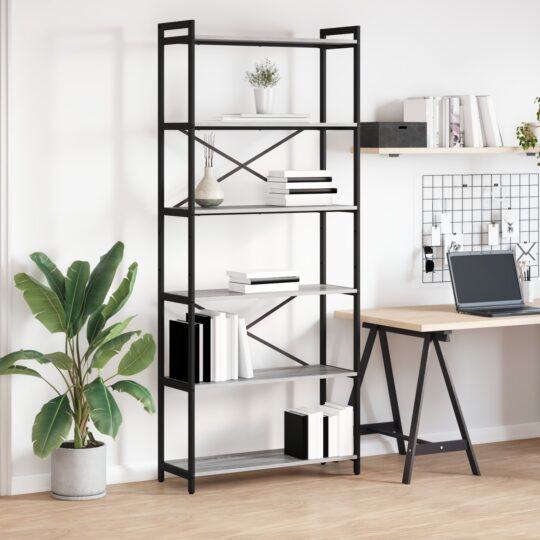 Bibliotecă sonoma gri 80 x 30 x 188 cm Lemn compozit