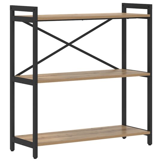 Alternative view of Bibliotecă stejar artizanal 80 x 30 x 83 cm Lemn compozit