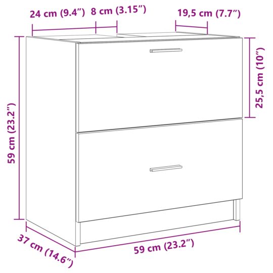 868823 13 Dulap pentru Chiuvetă cu sertar Stejar Negru 59 x 37 x 59 cm 868823 13