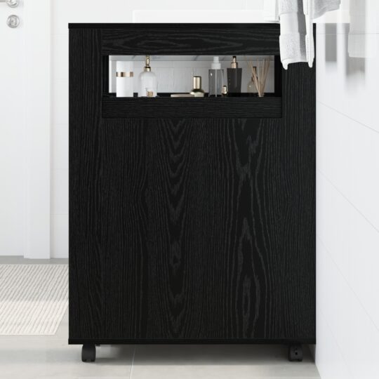 Cabinet îngust din baie Stejar negru 65 x 23 x 87 cm