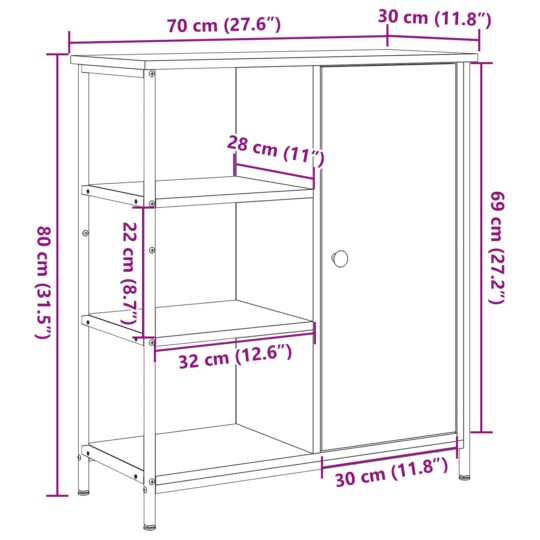 869089 9 Bufet stejar artizanal 70 x 30 x 80 cm Lemn compozit 869089 9
