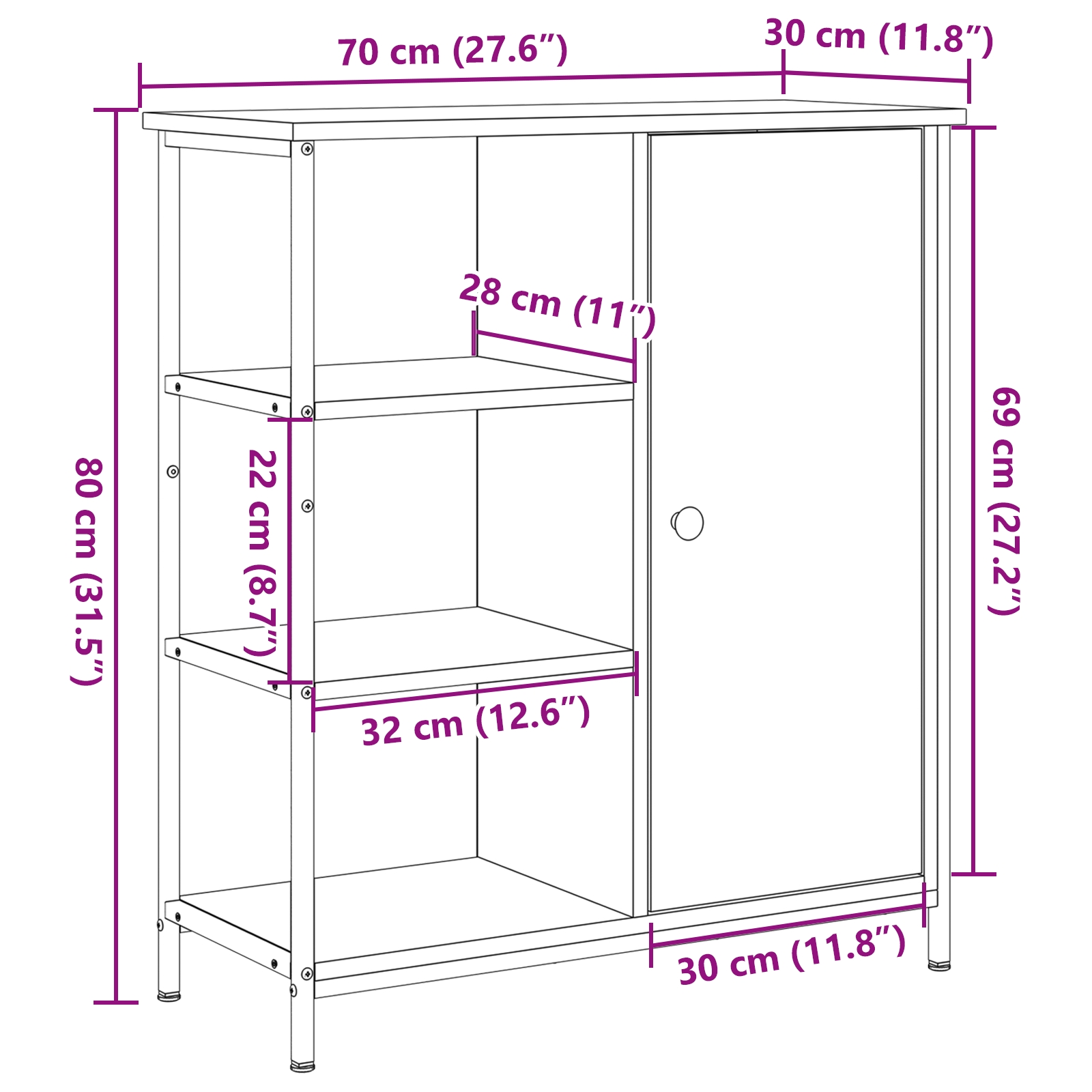 869089 9 Bufet stejar artizanal 70 x 30 x 80 cm Lemn compozit Bufet stejar artizanal 70 x 30 x 80 cm Lemn compozit - imagine 9
