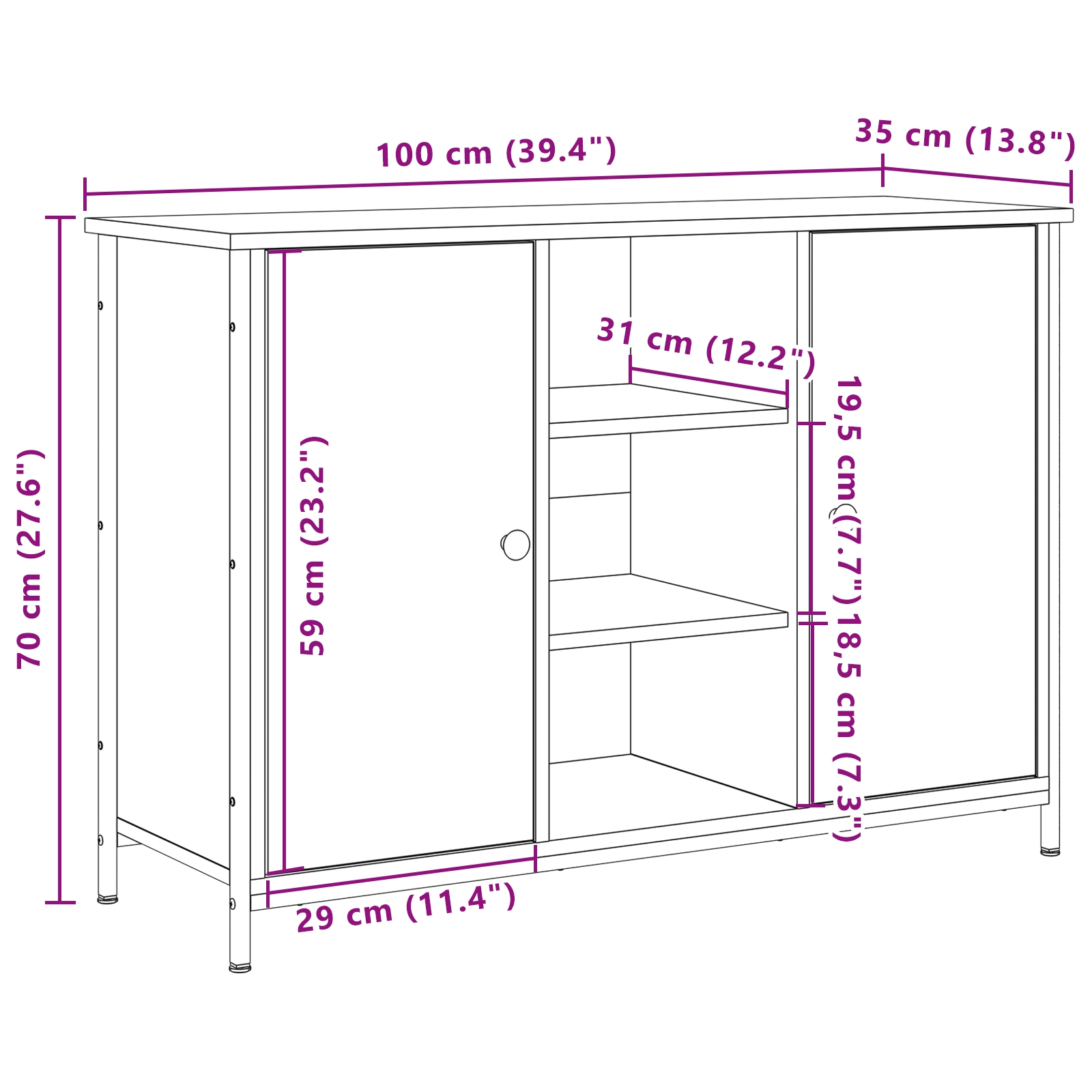 Bufet Lemn vechi 100 x 35 x 70 cm Lemn compozit - imagine 9