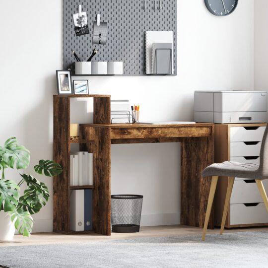 Birou cu raft Stejar afumat 100 x 40 x 90 cm Lemn compozit