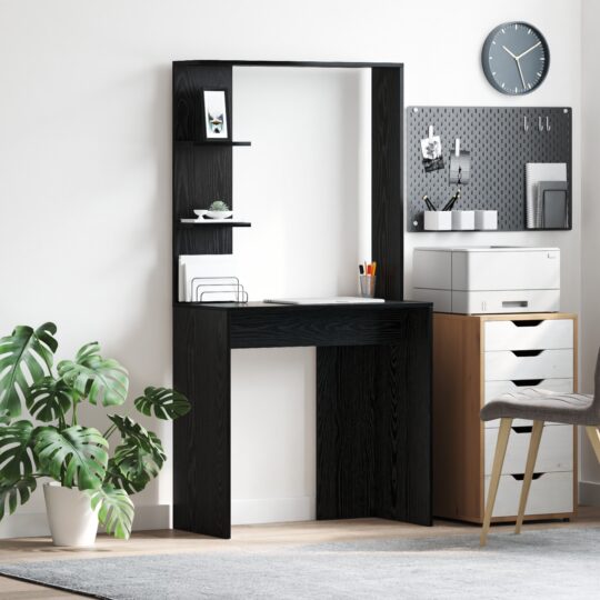 Birou cu raft Stejar negru 78.5 x 37 x 154.5 cm Lemn compozit