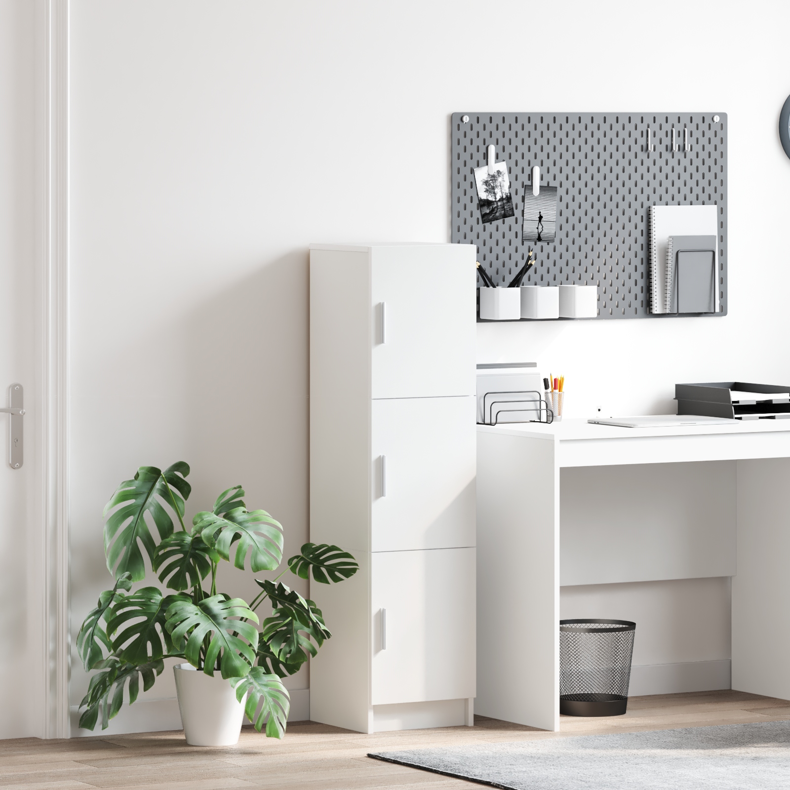 869346 1 Highboard Alb 31.5 x 32 x 124 cm Lemn compozit Highboard Alb 31.5 x 32 x 124 cm Lemn compozit