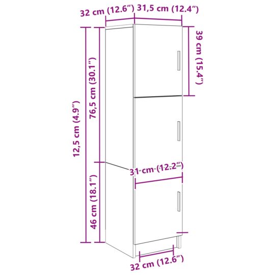 869346 11 Highboard Alb 31.5 x 32 x 124 cm Lemn compozit 869346 11
