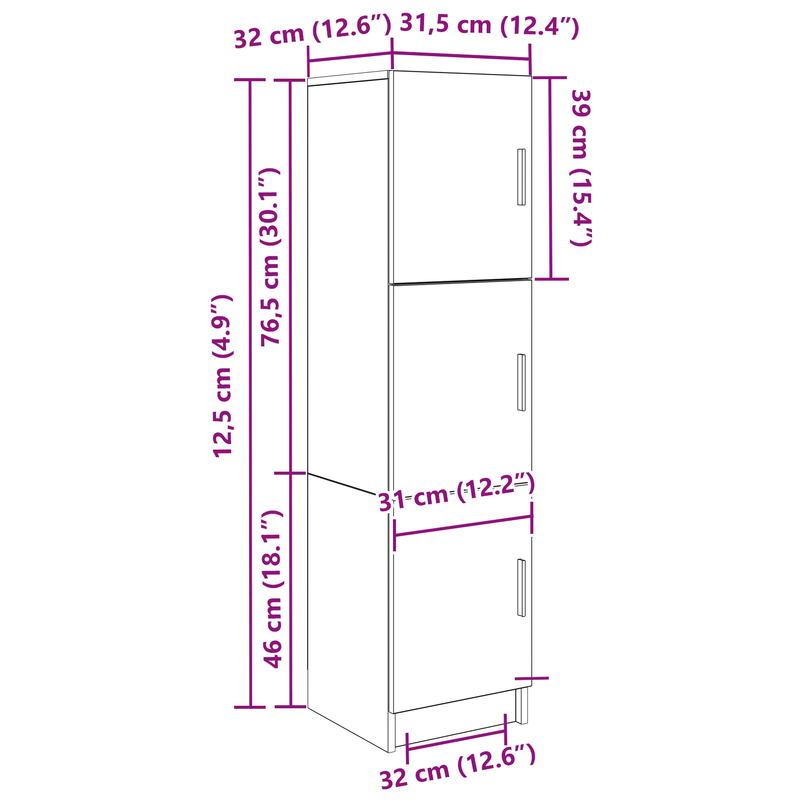 869346 11 Highboard Alb 31.5 x 32 x 124 cm Lemn compozit Highboard Alb 31.5 x 32 x 124 cm Lemn compozit - imagine 11