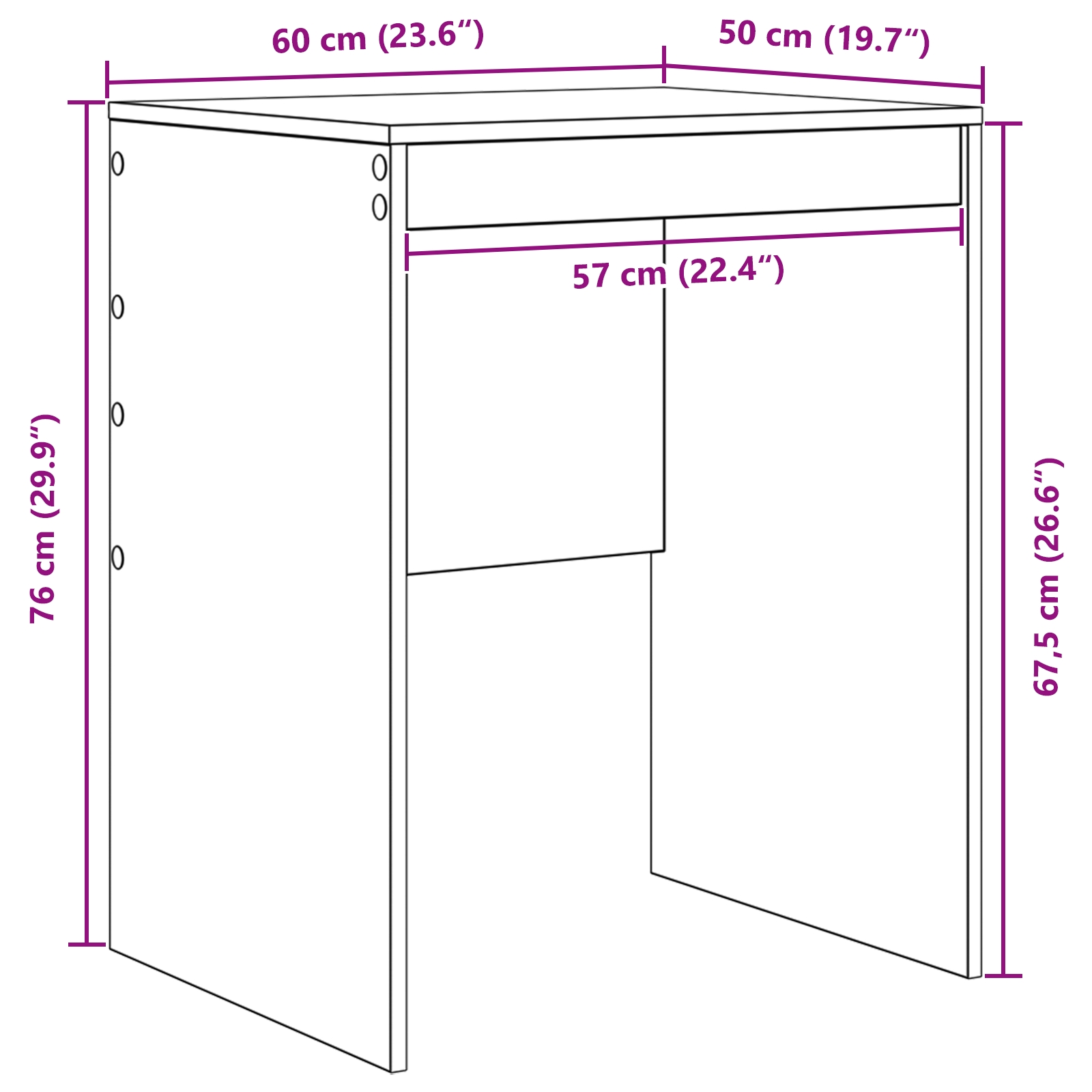 869410 8 Birou Alb 60 x 50 x 76 cm Lemn compozit Birou Alb 60 x 50 x 76 cm Lemn compozit - imagine 8