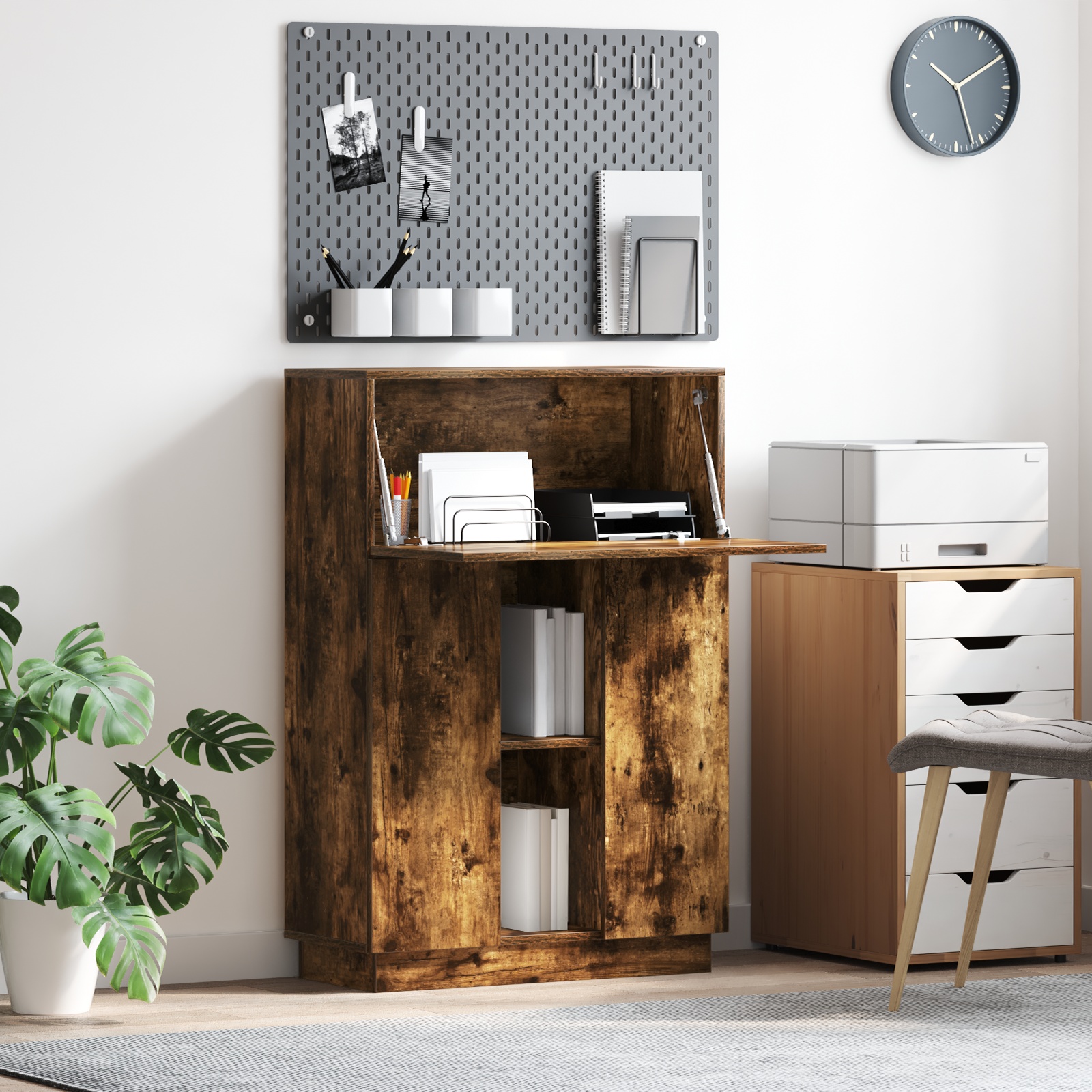 869486 1 Birou cu ușă Stejar afumat 71.5 x 31.5 x 106.5 cm Lemn compozit Birou cu ușă Stejar afumat 71.5 x 31.5 x 106.5 cm Lemn compozit