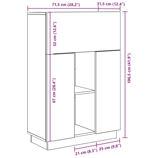 869486 9 Birou cu ușă Stejar afumat 71.5 x 31.5 x 106.5 cm Lemn compozit 869486 9