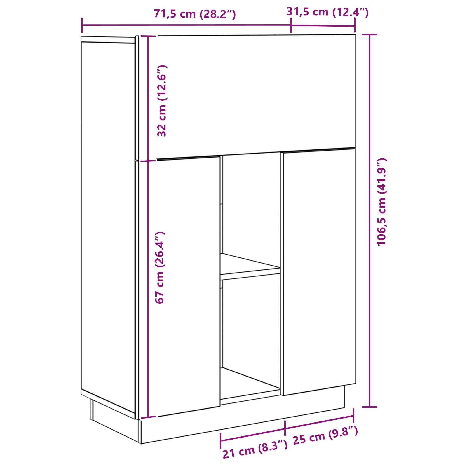 869486 9 Birou cu ușă Stejar afumat 71.5 x 31.5 x 106.5 cm Lemn compozit Birou cu ușă Stejar afumat 71.5 x 31.5 x 106.5 cm Lemn compozit - imagine 9