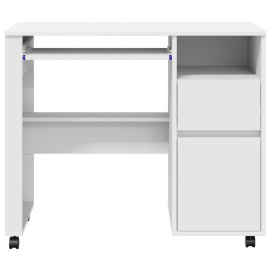 869530 5 Birou cu Roți cu sertar Alb 91 x 50 x 77 cm Lemn compozit 869530 5