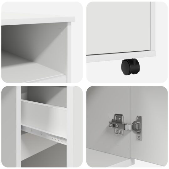 869530 8 Birou cu Roți cu sertar Alb 91 x 50 x 77 cm Lemn compozit 869530 8