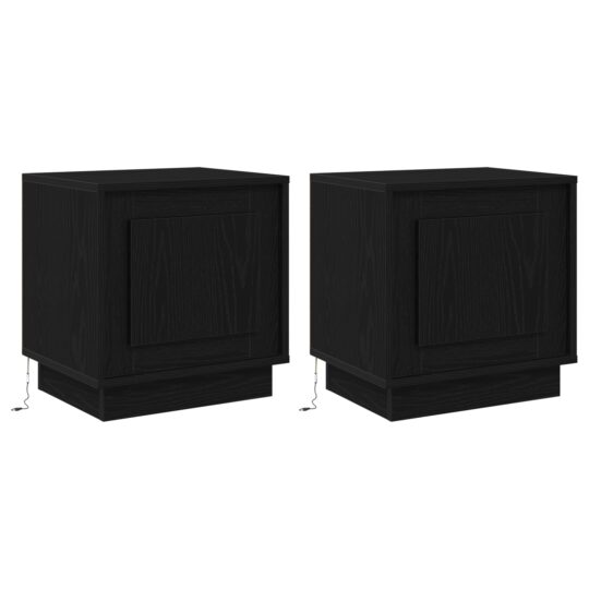 Alternative view of Dulap de noapte cu 2 pcs Negru 44 x 34.5 x 45 cm Lemn compozit
