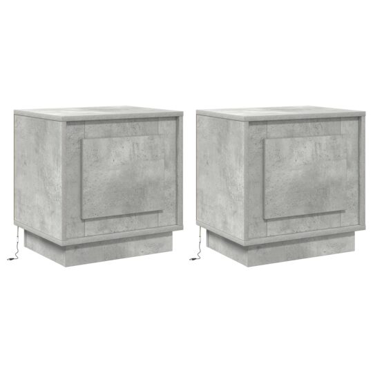 Alternative view of Dulap de noapte 2 pcs Gri beton 44 x 34.5 x 45 cm Lemn compozit